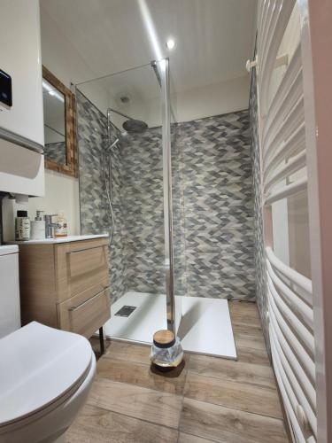 un bagno con doccia e WC di studi'home a Rouen