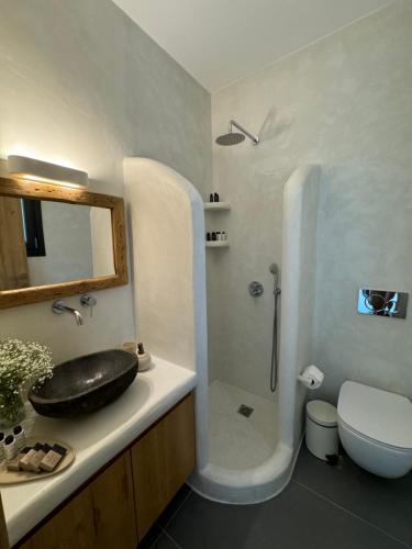 Ένα μπάνιο στο Mikri Vigla Villas with private swimming pool