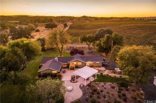 an aerial view of a house in a vineyard at Estrella Vineyard in San Miguel