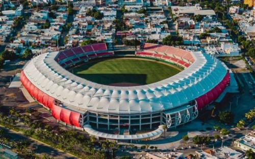 an aerial view of a baseball stadium at Departamentos en Sunset View frente al malecón de Mazatlán in Mazatlán