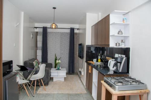 Serene Superior Studio Apartment in Nairobiにあるキッチンまたは簡易キッチン