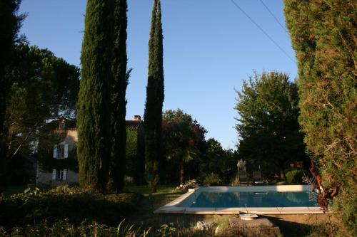 - une piscine dans une cour arborée dans l'établissement L'Abitarelo, à Berganty