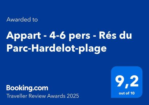 Certifikát, ocenenie alebo iný dokument vystavený v ubytovaní Appart - 4-6 pers - Rés du Parc-Hardelot-plage