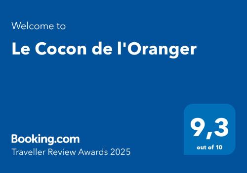 Certificado, premio, señal o documento que está expuesto en Le Cocon de l'Oranger