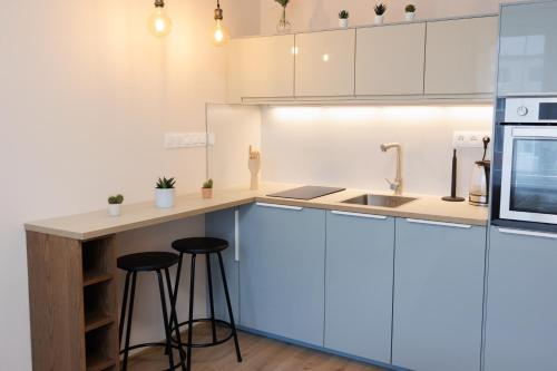 Kuchyň nebo kuchyňský kout v ubytování Moderný apartmán v srdci Martina