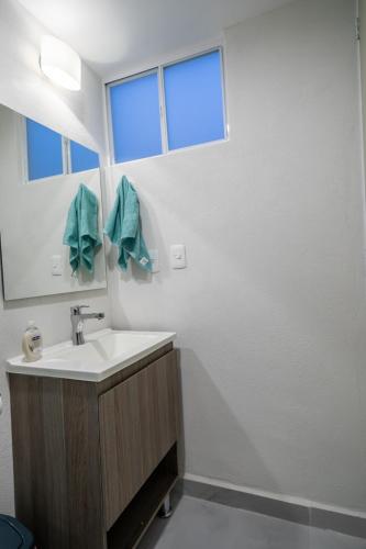 Koupelna v ubytování Depa Aria Puebla