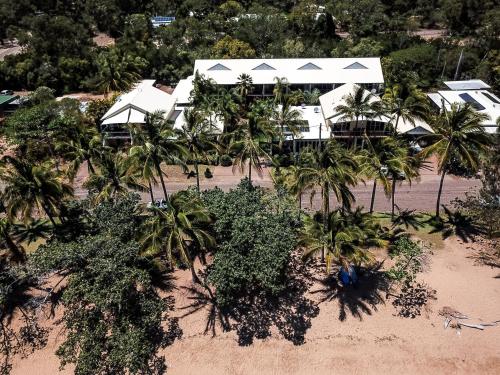 an aerial view of a resort with palm trees at Sails On Horseshoe in Horseshoe Bay