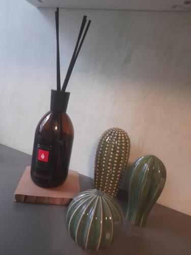 a vase and a cactus sitting on a table at Stradella 5 in Vicenza