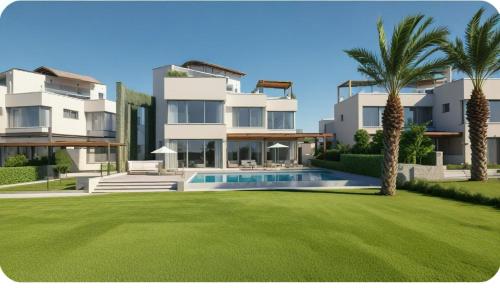 a rendering of a villa with a swimming pool at Beachfront Luxury Villa Glory in Ayia Napa