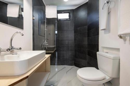 a bathroom with a white toilet and a sink at Opera Boutique Hotel in Tbilisi City