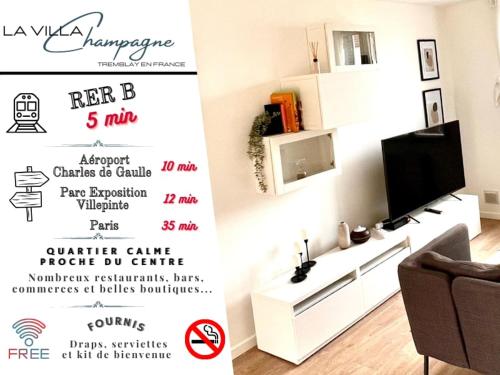 La Villa Champagne - Proche du Centre, Paris, Aéroport CDG et Parc Exposition Villepinte