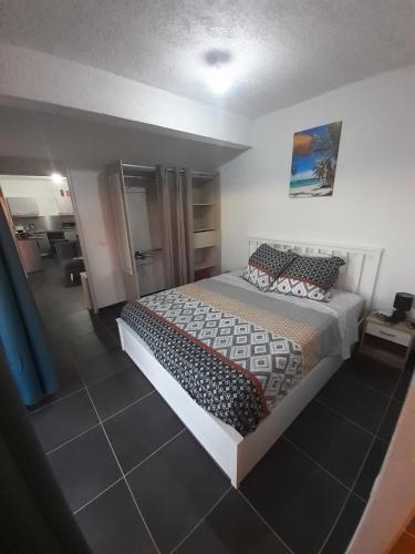 a bedroom with a large bed in a room at tite Caz a nou in Saint-Paul