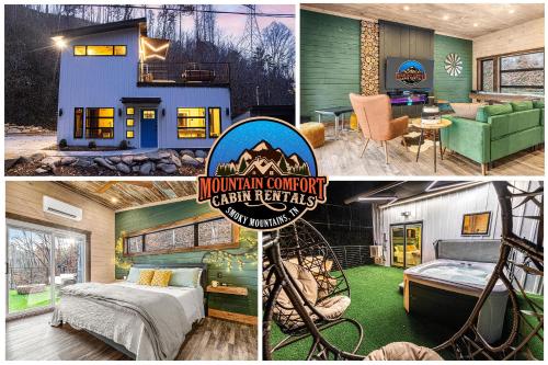 un collage de fotos de una casa en Whispering Waters, en Gatlinburg