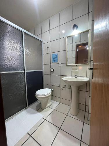 Koupelna v ubytování Hotel Cambirela