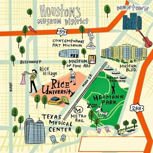a map of the museum of fine arts at Serenity Studios - Near Med Center & Museum District in Houston