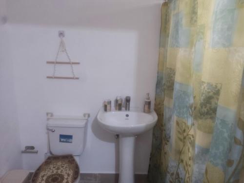 a bathroom with a toilet and a sink at El descanso perfecto in El Cruce
