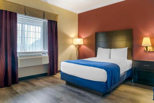 a hotel room with a bed and a window at Best Western Greenfield Inn in Allen Park