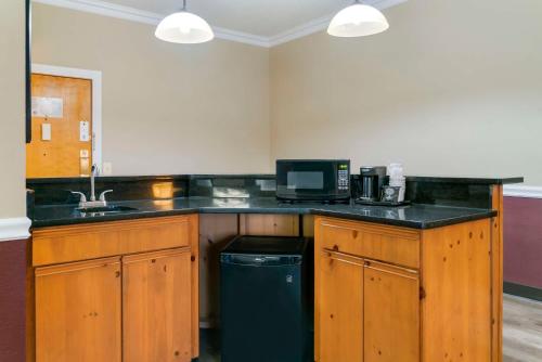 a kitchen with a counter with a sink and a microwave at Best Western Greenfield Inn in Allen Park