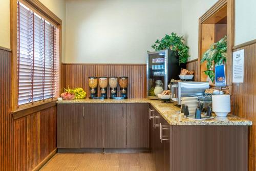a kitchen with a counter with a coffee maker at Best Western Greenfield Inn in Allen Park