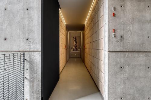 a hallway in a building with concrete walls at Boga Mexico City by Lumina in Mexico City