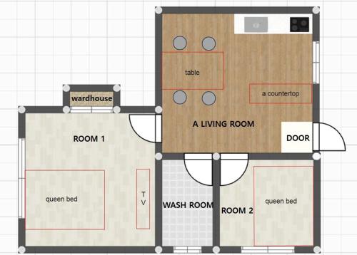 a floor plan of a living room at Smile Home in Suwon