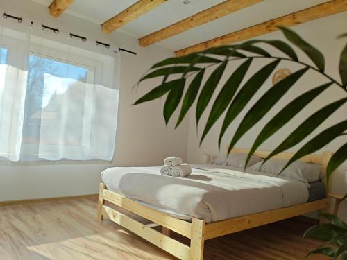 Ένα ή περισσότερα κρεβάτια σε δωμάτιο στο Apartamenty u Gumisia "Gumisiówka" mała agroturystyka Kłodzko Jaszkowa Górna