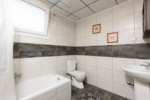 a bathroom with a toilet and a sink at Adamou Family House in Prinos