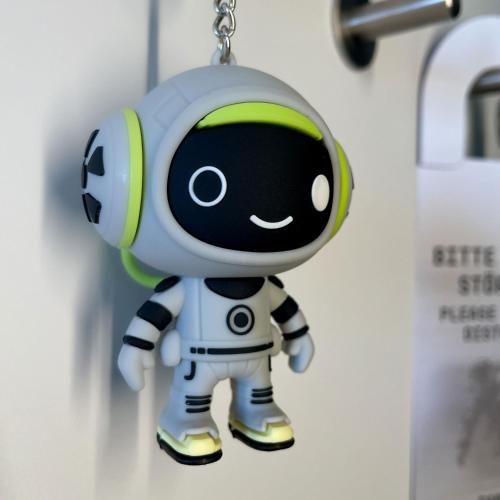a toy robot hanging on a wall at HOME Hostel im Schönhof-Viertel in Frankfurt/Main