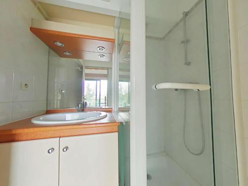 une salle de bain avec un lavabo et une douche dans l'établissement Appt studio mezza LA ROCHELLE - LR020-316, à La Rochelle