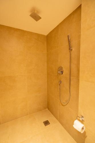 a bathroom with a shower with a roll of toilet paper at Nana Mountain Resort in Astam
