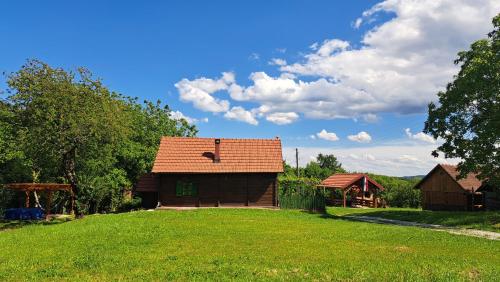 a house with a grassy yard in front of it at Kokotova hiža in Gornja Konjšćina