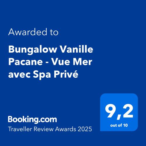 a screenshot of a phone with the text wanted to bunatown vanillazona ive at Bungalow Vanille Pacane - Vue Mer avec Spa Privé in Les Trois-Îlets