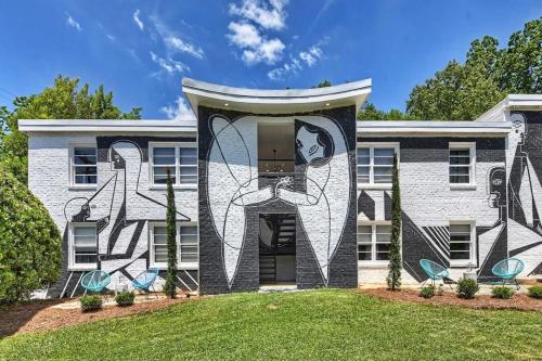 a house with a mural on the front of it at Chic and Relaxing 1BR in the Heart of Myers Park in Charlotte