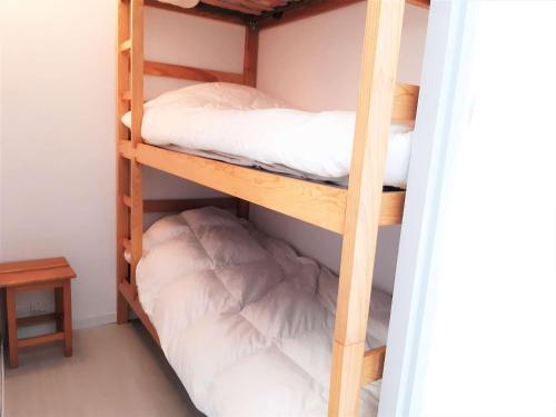 une chambre avec deux lits superposés dans l'établissement Studio cosy 4 pers, balcon, ski, parking - Saint-Lary-Soulan - FR-1-457-368, à Saint-Lary-Soulan