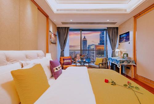 Postel nebo postele na pokoji v ubytování 柃居 B&B - Suzhou Center Apartment