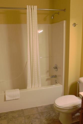a bathroom with a tub and a toilet and a shower at 2 Bedroom Condo at Wild Eagle Lodge, #212 in Eagle River