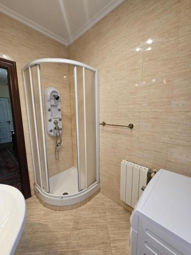 una ducha en un baño con inodoro y lavabo en TATI HOMES - Caleruco 50, en Santander