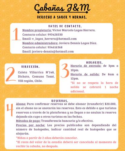 a menu for a restaurant with two labels at Departamentos Turísticos J&M en Dichato in Dichato