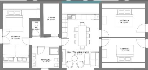 Půdorys ubytování Apartmán U Karolíny