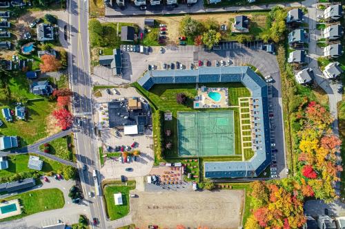 an overhead view of a building with a pool at Unit 117 for Poolside Fun in Wells