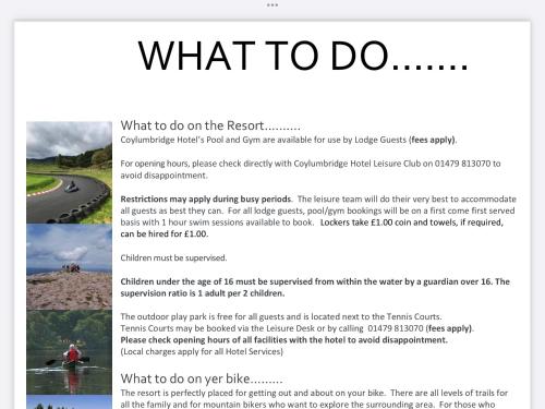 a page of a website with a picture of a road at lodge for all ages in Aviemore