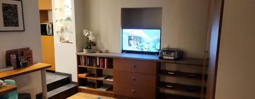 アヌシーにあるHighly recommended apartment steps from the lakeのリビングルーム(テレビ付)、ドレッサー付