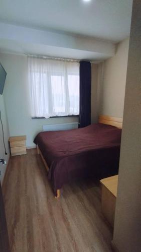 a bedroom with a large bed with a window at bakuriani in Bakuriani