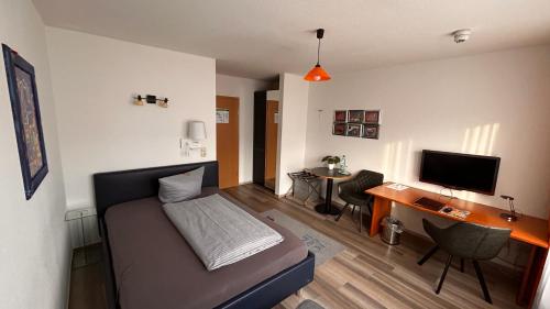 TV a/nebo společenská místnost v ubytování Hotel Gästehaus Linden