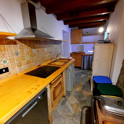 a kitchen with a sink and a counter top at Chalet Casargo in Casargo