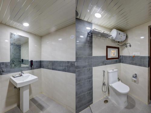 a bathroom with a sink and a toilet at Hotel Warm Welcome Inn - Noida Sector 26 in Noida