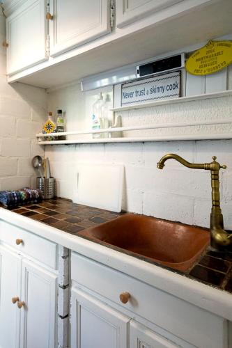 un comptoir de cuisine avec un évier dans une cuisine dans l'établissement Appartement avec terrasse, à Lyon