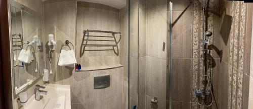 a bathroom with a shower and a sink at Nacre Residence in Istanbul