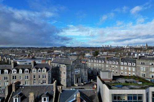 an aerial view of a city with buildings at Ash Residence City Centre in Aberdeen