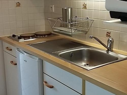 une cuisine avec un évier et un plan de travail dans l'établissement Studio rénové au pied des pistes avec ascenseur à Villard de Lans - FR-1-515-105, à Villard-de-Lans